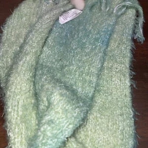 Soft Knitted Scarf With Fringe - Bright Shades Of Blue/green/yellow - Picture 1 of 5