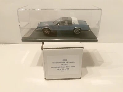 EMC 1985 Cadillac Eldorado Biarritz with steinless steel roof blue 1/43 Handmade - Image 1 of 4