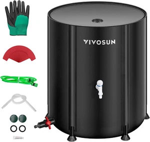 VIVOSUN 53/100/132 Gal Collapsible Rain Barrel Catcher, Water Storage Tank PVC - Picture 1 of 46