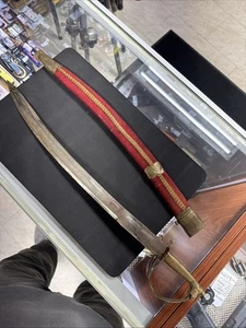 Vintage Sword Made in India Persian Red Velvet Sheath 20” Blade Antique Rare - Picture 1 of 9