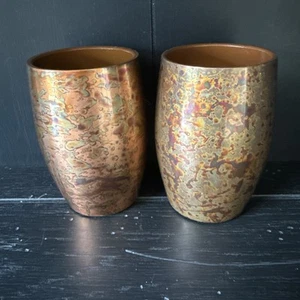 Vintage Patina Kupfer Umwickelt Metall Wein Stiellos Kelche Becher 12oz Menge 2 - Bild 1 von 8