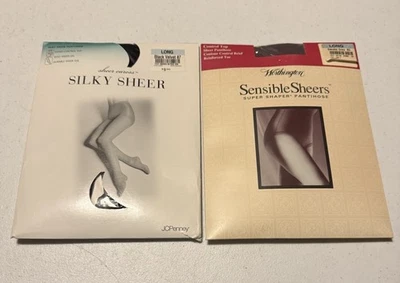 2 pantimedias largas nuevas en paquete JC Penney & Worthington gris humo transparente y terciopelo negro Foto 1 de 4