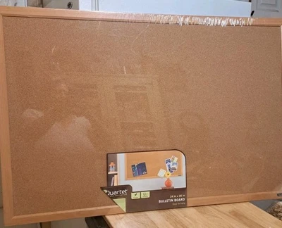 Quartet Cork Bulletin Board 24" x 36" Wood Frame - Image 1 of 2