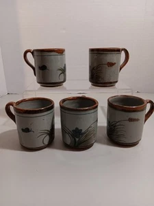Teresa Duran XOCHIQUETZAL Tonala Farfalla 5 tazze di ceramica messicana 3,5"x4" - Foto 1 di 8