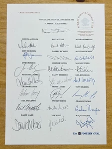 Hand Signed A4 Sheet - Surrey County Cricket Club 1993 - 22 signatures - Picture 1 of 1