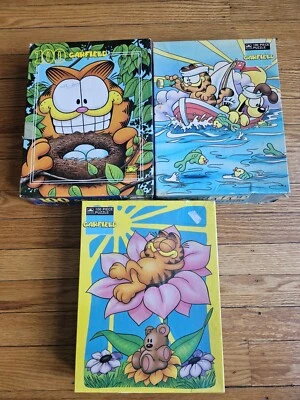 Three Golden Jigsaw Puzzles Garfield the Cat  100 Pieces each All Complete - Image 1 of 4