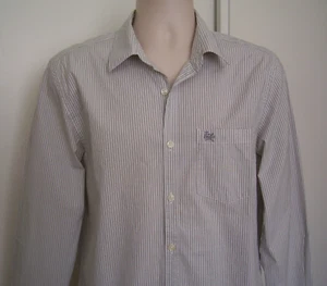 Seven For All Mankind Shirt Men's Medium Long Sleeve Button-Up Gray Striped - Picture 1 of 6