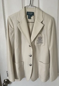 Polo Ralph Lauren Billion Wool Crest Patch Ponte Blazer jacket in 8P Off White - Picture 1 of 13