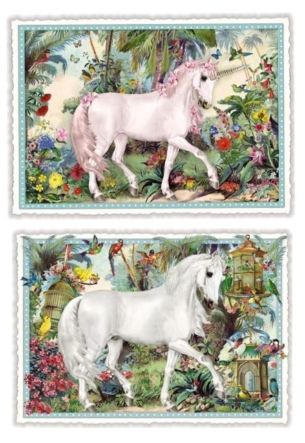*EDITION TAUSENDSCHÖN*Nostalgie*Postkarte*Einhorn*Schimmel&Pferd*A6* - Image 1 of 1