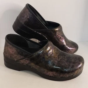 Dansko Colorful Swirl Patent Leather Slip On Professional Clog Black Women EU 42 - Picture 1 of 6