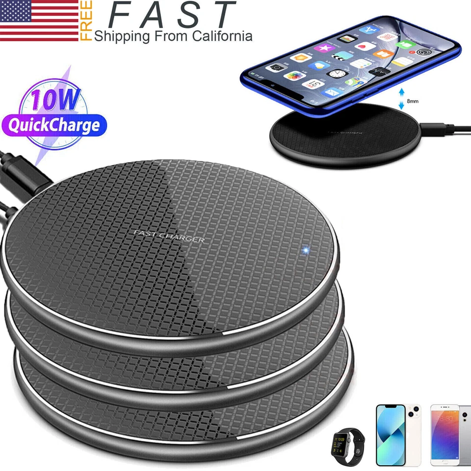 Wireless Fast Charger Charging Pad Dock for Samsung For iPhone Android Phone - Image 1 of 4