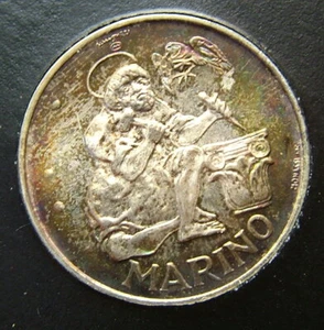 500 Livres Coin D'Silver " Stonecutter' Patina 1975 San Marino - Picture 1 of 2