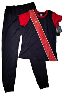UMBRO Boys Nay Blue Short Sleeve Lightweight Lounge Pants Sleepwear Set L 12/14 - Picture 1 of 6