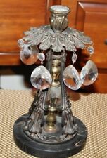 Antique Art Deco Candlestick Holder #1 Hanging Crystals Marble Base
