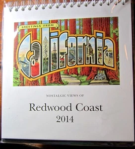 Calendar Postcard ART GREETINGS FROM CALIFORNIA Vintage REDWOODS Circa 1910-1950 - Picture 1 of 7