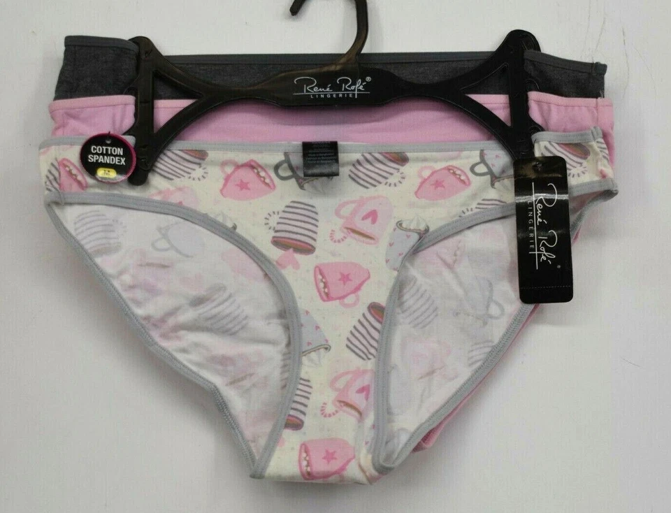 Bragas de natación Rene Rofe para mujer rosa gris estampado de taza cintura elástica elástica M Foto 1 de 4