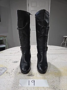 David Tate Boots Black Women's Knee High Leather Size 7.5 Wide - Picture 1 of 7