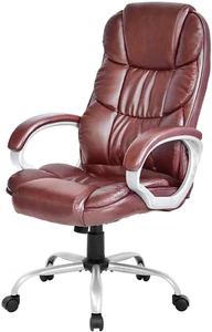 Office Chair, High Back Ergonomic Desk Chair, Swivel PU Leather Chair (Brown) - Picture 1 of 11