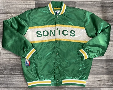 Vintage ‘90s Seattle Super Sonics Mens 2XL XXL Starter Authentic NBA Jacket USA Cover