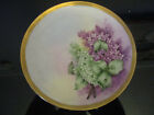 Antique Limoges France Hand Painted Green Purple Flowers Display Cabinet Plate