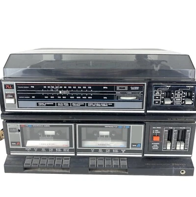 Sanyo GTX 707A PLL AM/FM Semi-Automatic Turntable Double Cassette Deck For Parts - Image 1 of 4