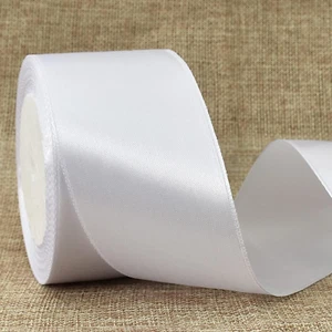 2 Inch X 25 Yards Wide White Satin Ribbon Solid Fabric Ribbons Roll for Crafts C - Picture 1 of 12