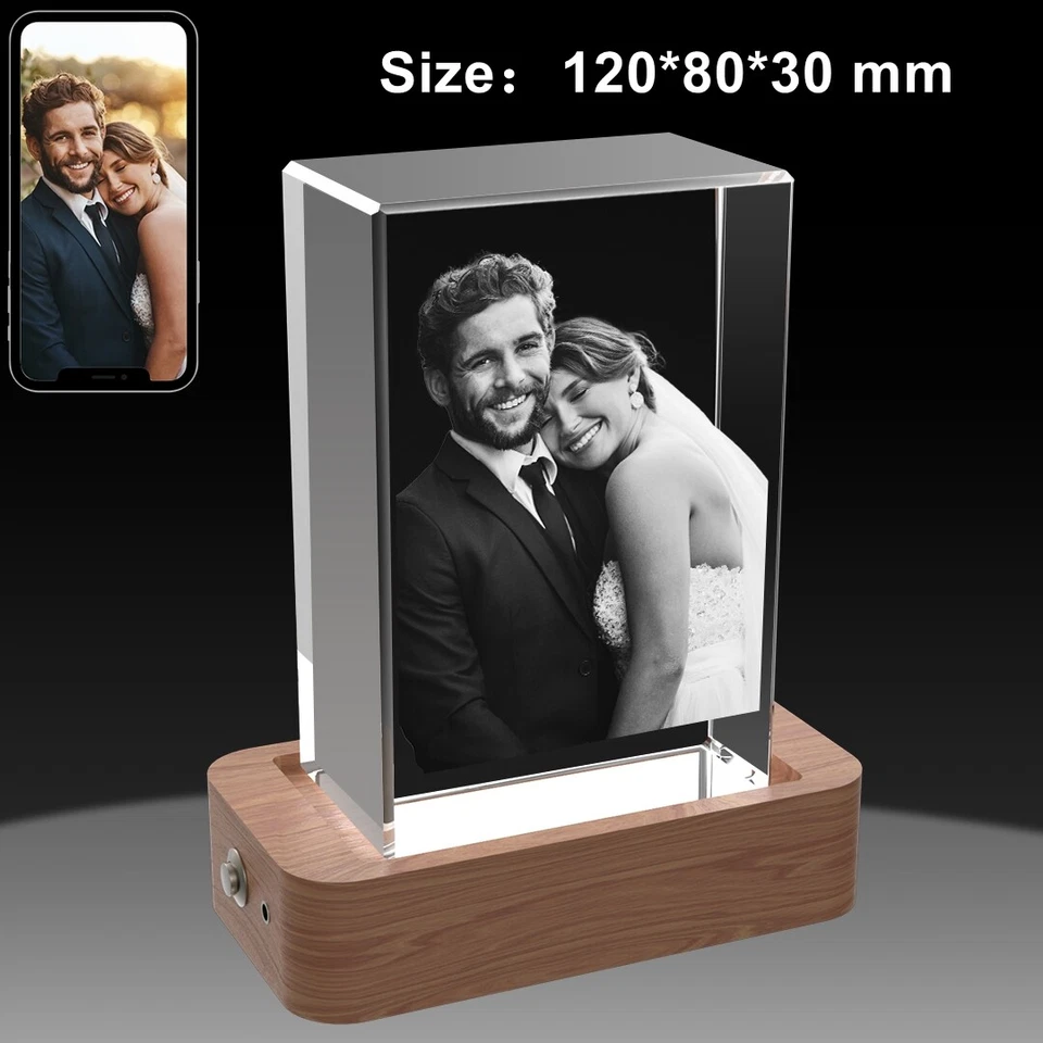Foto de Cristal 3D Personalizada, Foto 3D Única Regalos para Cumpleaños Aniversario Boda Foto 1 de 4