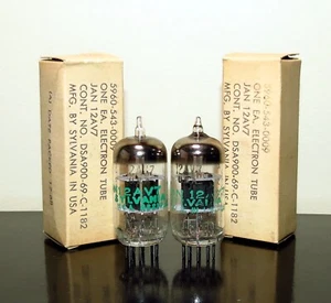 Matched Pair NOS/NIB Sylvania JAN 12av7 Black plates O-getter tubes - 1968 - Picture 1 of 2