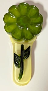 Cucchiaio Caddy Rest Vintage LUCITE Resina Acrilica Verde Margherita Fiore MCM - Foto 1 di 6