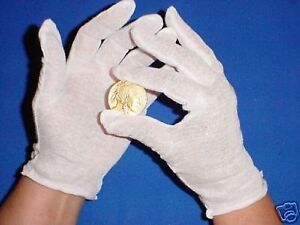 12 PAIR WHITE COTTON LISLE COIN JEWELRY INSPECTION GLOVES PHOTO FILM GOLD MEN LG