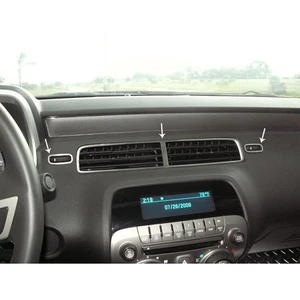 Center A/C Vent Trim Kit 3p for 2010-2015 Chevy Camaro [Stainless Steel/Brushed] - Picture 1 of 6