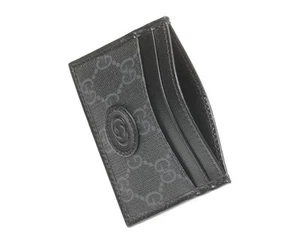 NEW GUCCI LUXURY GG BLACK GRAY INTERLOCKING CREDIT CARD CASE - Picture 1 of 5