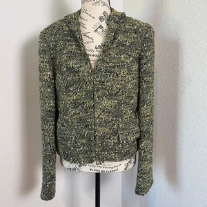 Lafayette 148 New York Tweed Jacket Blazer Career Olive Green Size 6 - Picture 1 of 11
