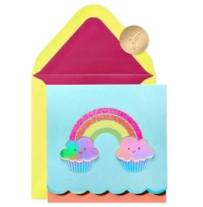 Papyrus Happy Birthday Karte mit Regenbogen 🌈 3D Cupcakes 🧁 - Bild 1 von 5