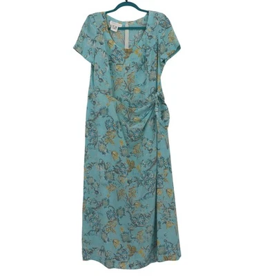 Maxi Vestido Floral Seda Escada Para Mujer L Azul Diseñadora Margaretha Ley Floral Boho Foto 1 de 4