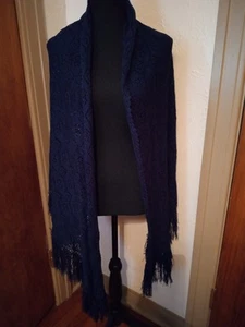 Navy Blue Knitted Shawl OSFA - Picture 1 of 4