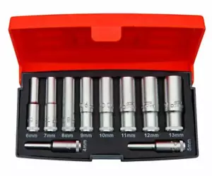 Bahco S0810L 1/4" Drive 10 Piece Deep Long Metric Socket Set 4-13mm - Picture 1 of 1