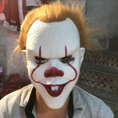 IT Pennywise Clown Costume Mask Adult Scary Halloween Jester Horror Spooky Joker - Image 1 of 4