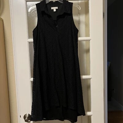 Dana Buchman Dress Size 6-S Black Lace Lined Sleeveless A-Line High Low Buttons  - Image 1 of 4