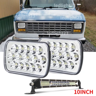 Brightest 2pc 7x6 Rectangle LED Headlight fit for Ford E-150 E-250 2003-2014 Van - Image 1 of 4