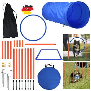 Agility Dog Trainings Set X Tunnel-Sprungring-Hürden-Slalom-Stangen für Hunde - Bild 1 von 14