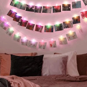 Photo String With Clips 16.5ft 50 Piece Photo Hanging Clips String Fairy Lights  - Picture 1 of 7