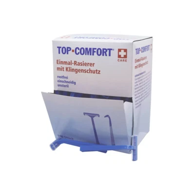 Med Comfort Einmalrasierer Einwegrasierer 1-Klinge einschneidig Blau, 100 Stück