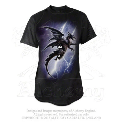 Camiseta Alchemy Inglaterra Gótico BT734 Dragón De Rayos 100% Algodón - Imagen 1 de 3