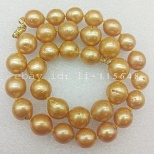 Natural 12-15mm Yellow Freshwater Cultured Pearl Bead Necklace 18" - Picture 1 of 4