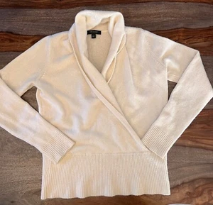 Ann Taylor 100% Kaschmir Off-White Pullover mit Schalkragen Größe S - Bild 1 von 4