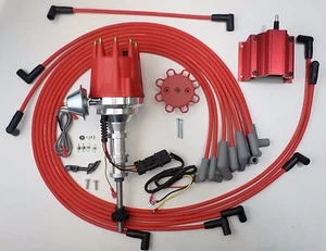 Distribuidor RED HEI de pequeña tapa pequeña FORD Y Block 272 292 312 + bobina + cables enchufables - Imagen 1 de 9
