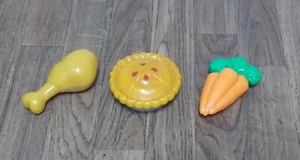 Vtg Play Food Vintage Fisher Price Smart Shopper Cherry Pie Carrots Chicken Lot - Picture 1 of 2