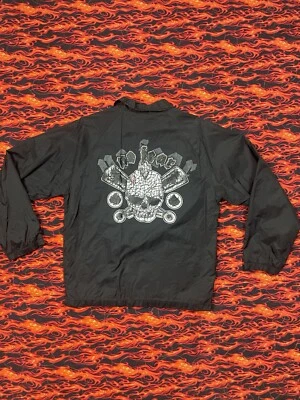 Chaqueta cortavientos para hombre Y2K No Fear negra grande calavera grunge patinador Gorp Foto 1 de 4