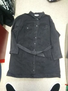 Nuevo con etiquetas Abrigo Chaqueta Denim Eloquii Elements MUJER PLUS Negro con Cinturón Botones 18 24 - Imagen 1 de 1